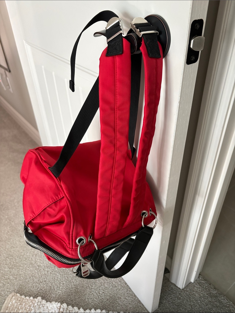 Madden Girl Red Nylon backpack purse with Black Trim - Picture 9 of 9